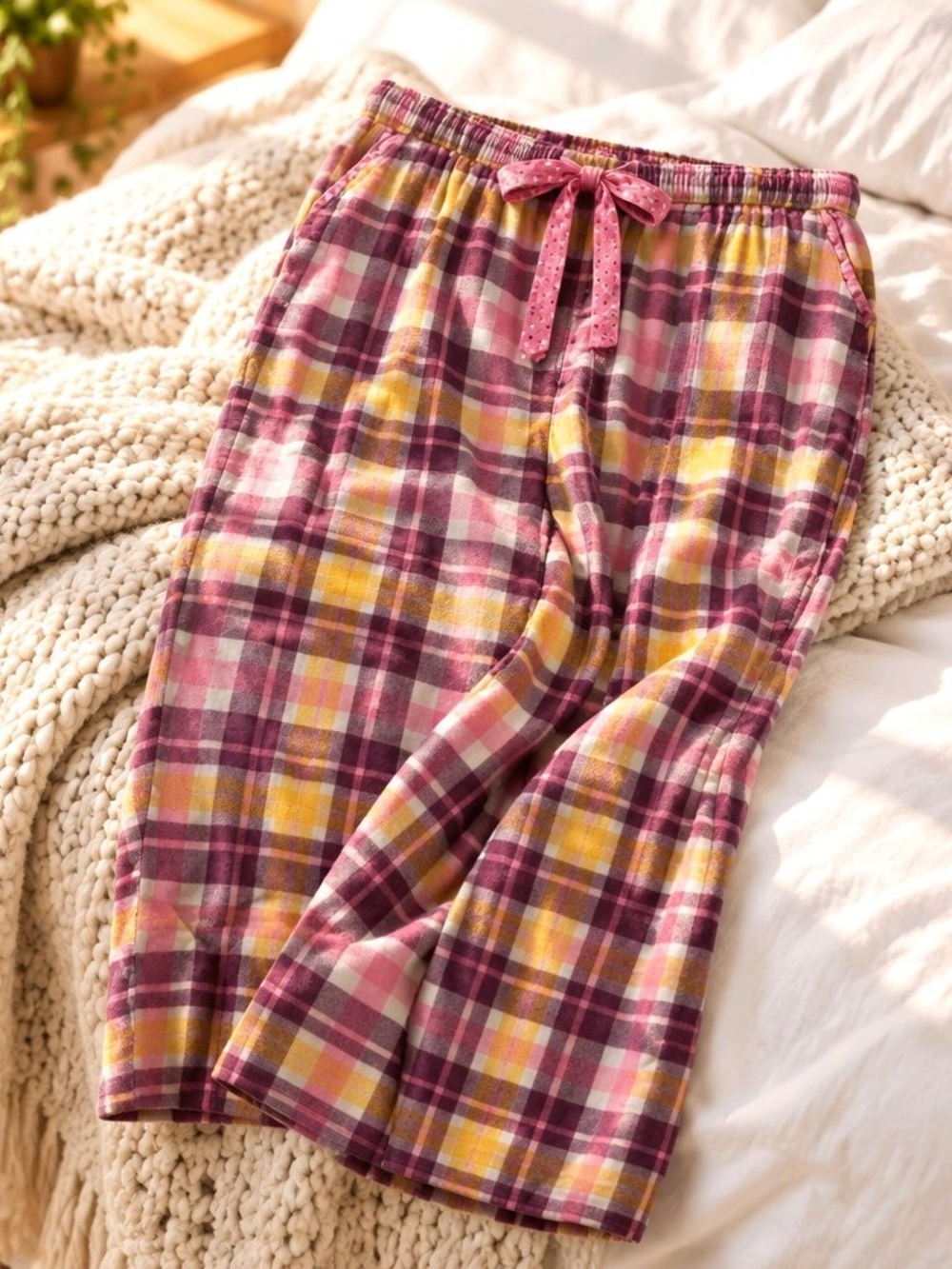 Sonoma Plaid Flannel Pajama Pants in Pink, Yellow & Purple